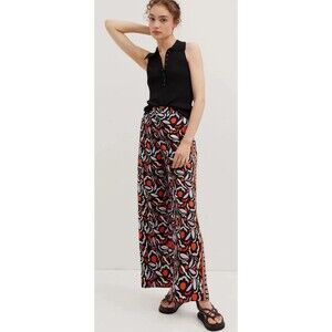 Anthropologie Breezy Straight Pants Womens 10 Boho Geometric Red Vibrant Career